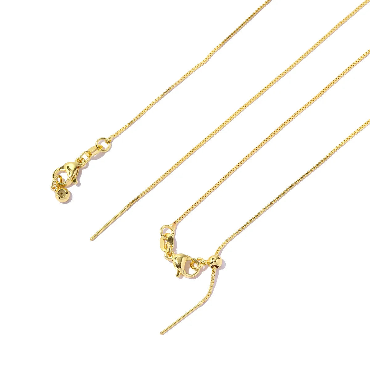 100pcs/lot 18k Gold Plated Removable Adjustable Box Chain Necklace For Women DIY Charm Pendant Jewelry Making Wholesale