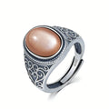 925 Sterling Silver Vintage Natural Tiger's Eye Stone 10*14MM Retro Style Large Stone Finger Rings Fine Jewelry For Men