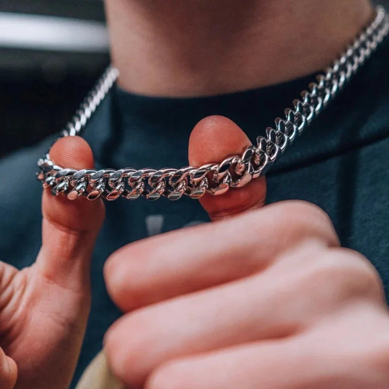 Curb Cuban Chain Necklace for Men Women Punk Stainless Steel Curb Link Chain Choker Necklace 3mm/5mm/7mm/9mm/11mm