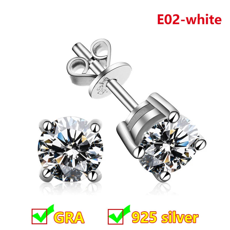 Premium 0.5ct-2ct Moissanite Earring For Women Classic Original 925 Sterling Silver Jewelry Moissanite Diamond Stud Earring