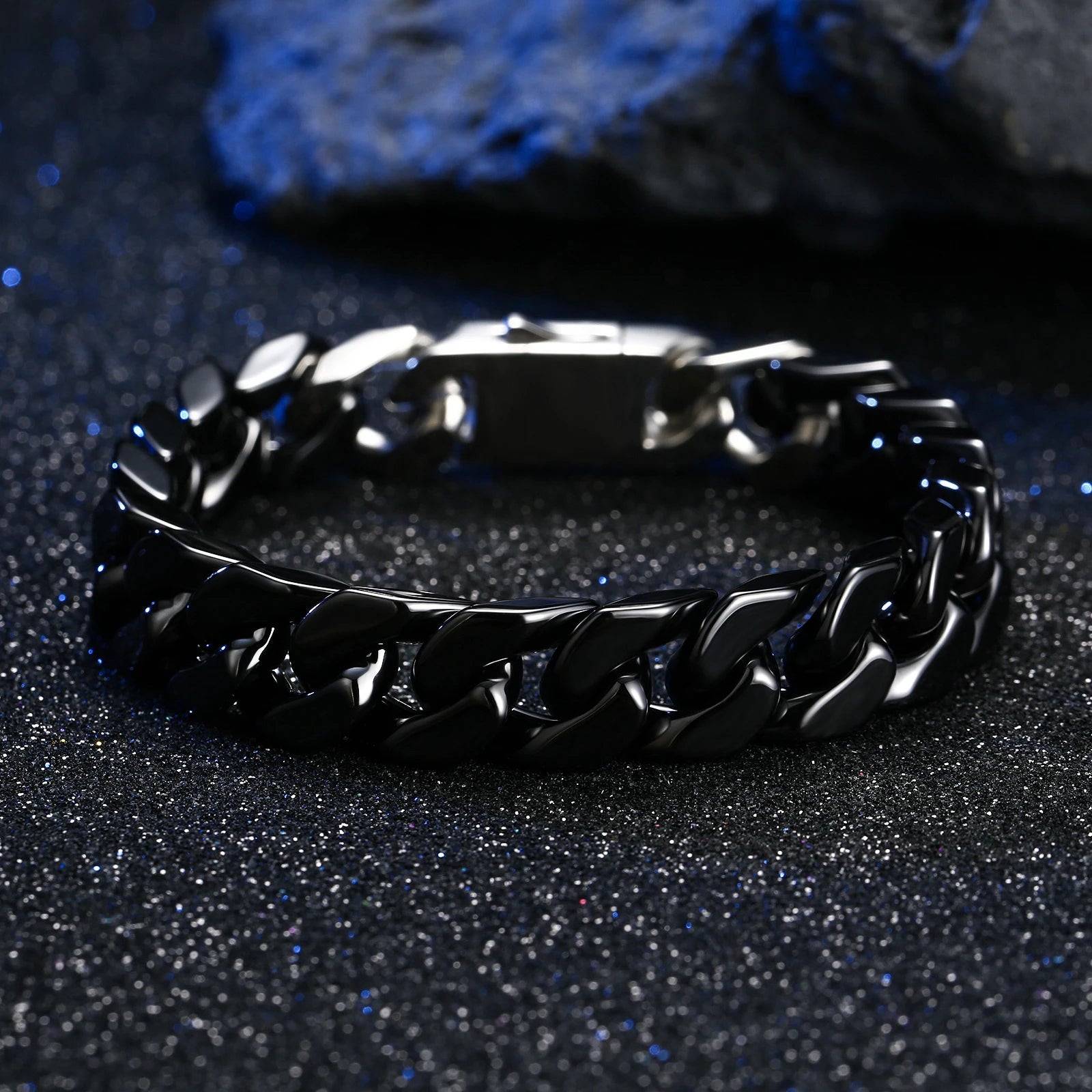 Men's Cuban Link Ceramic Bracelet Hypoallergenic, Black White Chain for Men, Masculine Jewelry Gift