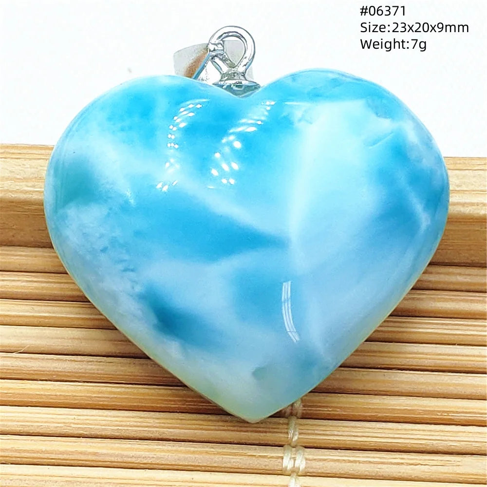 Natural Blue Larimar Heart Pendant Necklace Gemstone Women Men Larimar 17.5*19mm 18K Gold Love Larimar Fashion Jewelry AAAAAA
