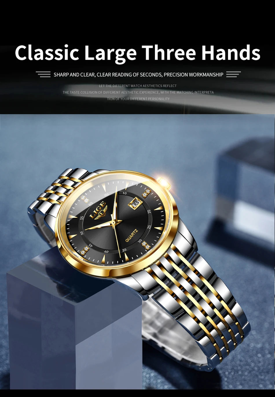LIGE Luxury Quartz Wristwatches Mens Watch Stainless Steel Watches Luminous Date Waterproof Outdoor Diving Sports Watch reloj