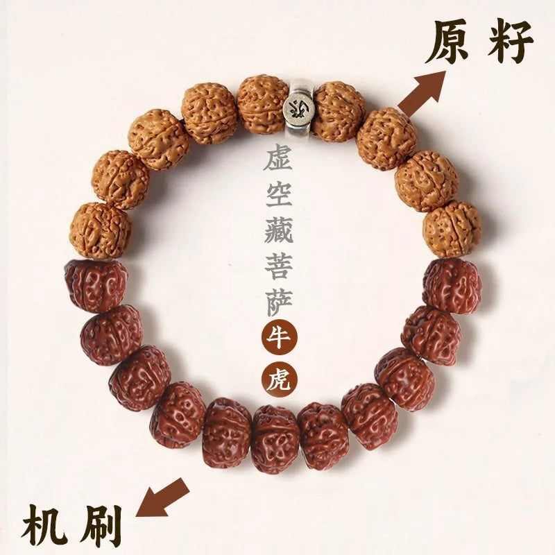 Tai Sui Vajra Bodhi Seed Bracelet Zodiac Guardian Deity Themed Wenwan Walnut Polishing Buddhist Beads Hand Jewelry Unisex