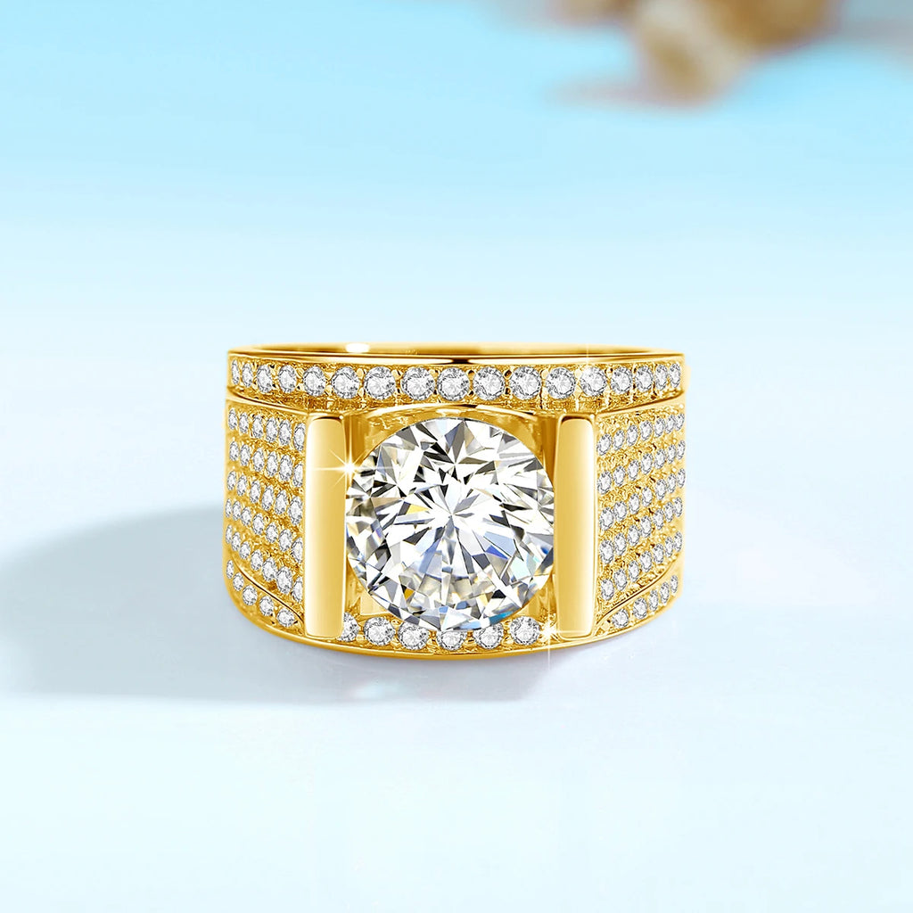 10mm 4ct Moissanite Ring For Men Gold With Certificate Chunky Hip Hop Jewelry With Stone High Quality Wedding Gift For Male Sale