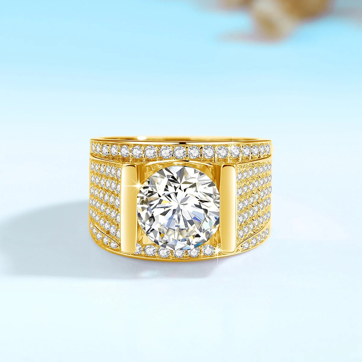 10mm 4ct Moissanite Ring For Men Gold With Certificate Chunky Hip Hop Jewelry With Stone High Quality Wedding Gift For Male Sale