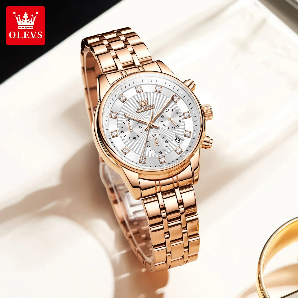 OLEVS 3669 Womens Watch Original Fashion Elegant Brand Quartz Watch Waterproof Luminous Quartz Date Watch For Women With Box
