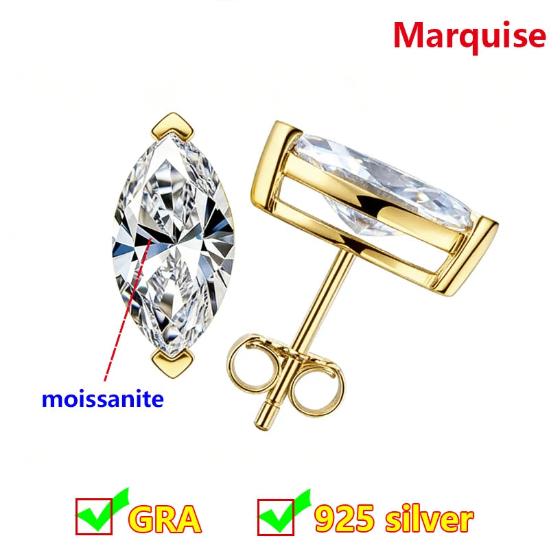 Premium 0.5ct-2ct Moissanite Earring For Women Classic Original 925 Sterling Silver Jewelry Moissanite Diamond Stud Earring