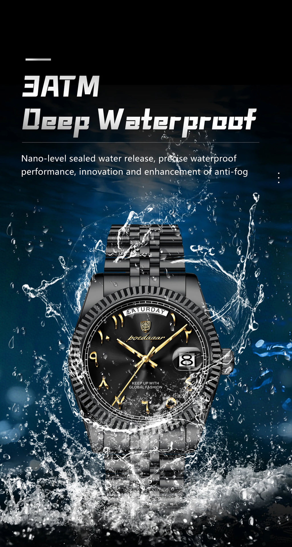 POEDAGAR Business Casual Male Clock Waterproof Date Week Fashion Men's Watch Stainless Steel Quartz Watches For Men Reloj Hombre