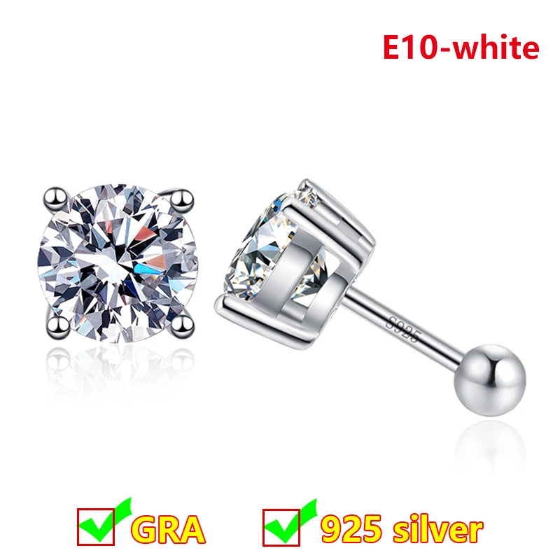 Premium 0.5ct-2ct Moissanite Earring For Women Classic Original 925 Sterling Silver Jewelry Moissanite Diamond Stud Earring
