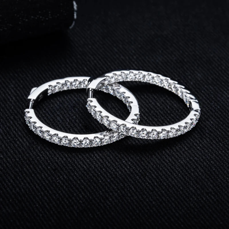 MossanRappr 5.6cttw Moissanite Diamond Big Hoop Huggie Earrings 925 Sterling Silver Luxury Earring Hip Hop Jewelry for Women
