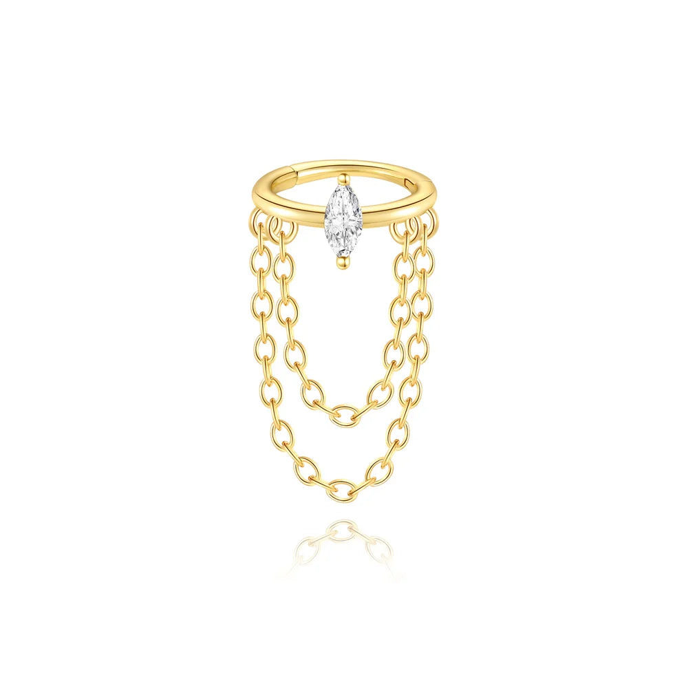AIDE 1pcs 925 Sterling Silver Zircon Earring For Women Chain Cuffs Earring Pendientes Brincos Aretes Fine Jewelry Party Gifts