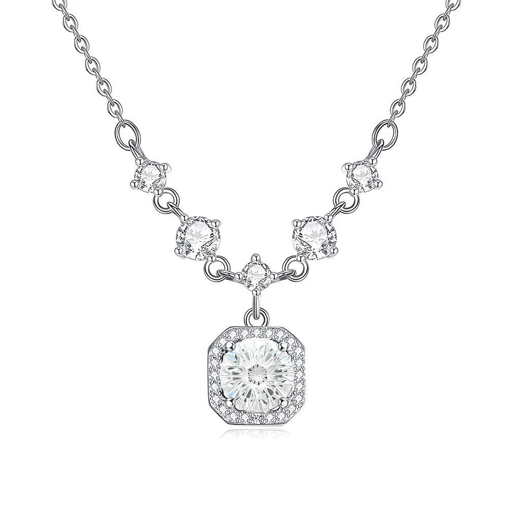 MuShan Jewelry 925 Sterling Silver Necklace Pendant Chain HCD Gemstones Bridal Shower Minimalist Style Women Necklaces Jewelry