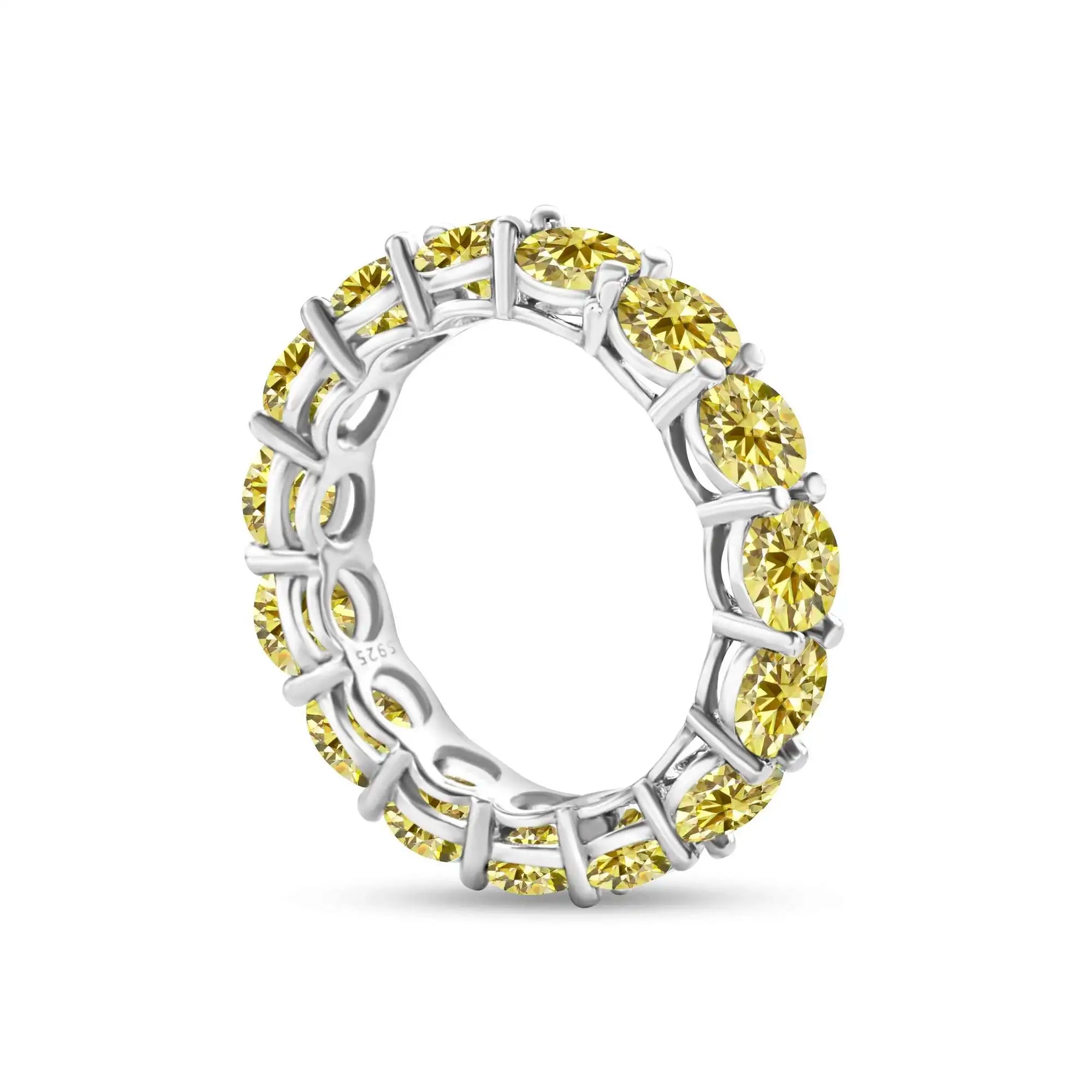 5mm 7ct Colorful Moissanite Ring 925 Sliver Plated With White Gold Wedding Band Eternity Band Engagement Rings For Women Jewelry