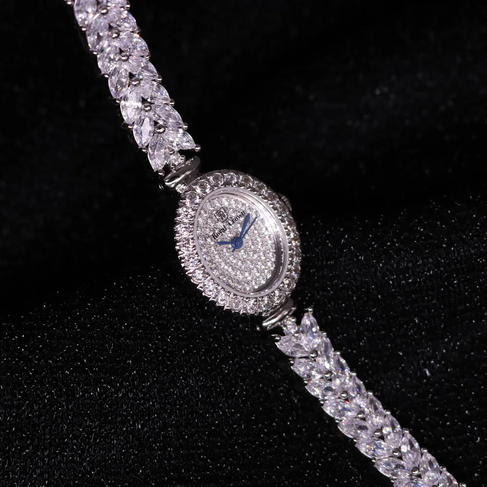 Royal Crown Women's Watch Japan Quartz Hours Fine Fashion Bracelet Jewelry Band Shell Luxury Rhinestones Girl Birthday Gift