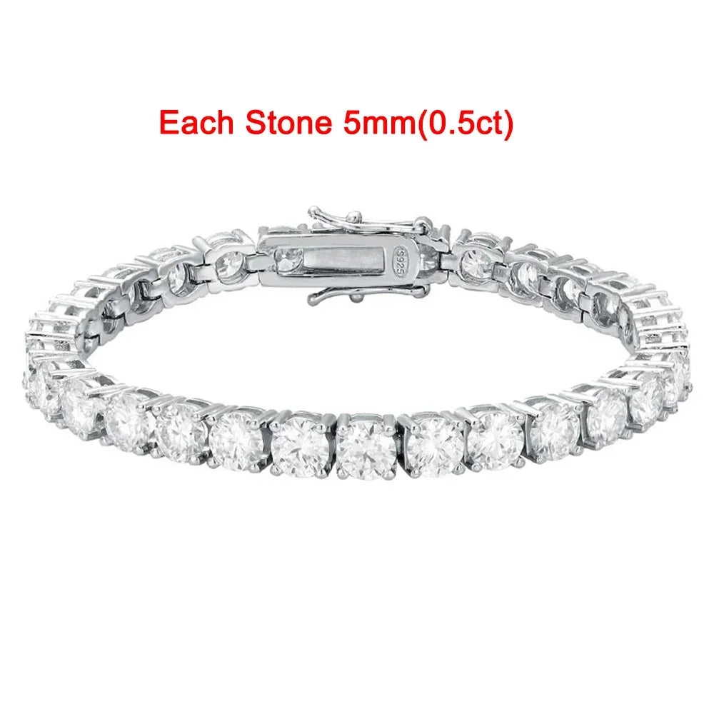2-8mm D VVS1 Moissanite Tennis Bracelet For Women Men Sparkling Diamond GRA 925 Sterling Silver Plated 18k White Gold Bracelets