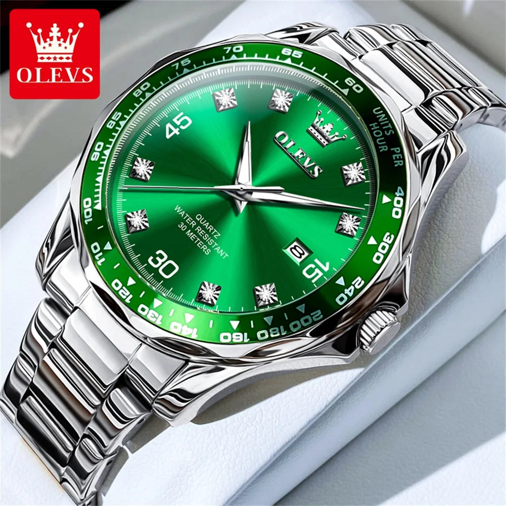 OLEVS Original Men's Quartz Watch Luxury Fashion Green Water Ghost Waterproof Men's Watch Top Class Business Sports Men's Watch