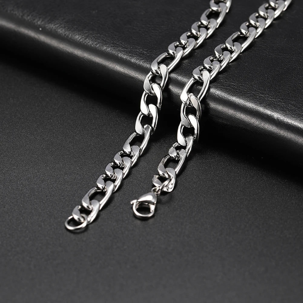 My Shape 3mm-10mm Cuban Chain Stainless Steel Necklaces for Men Male Chains Figaro Box Chain Choker Punk Jewelry 45cm 50cm 60cm