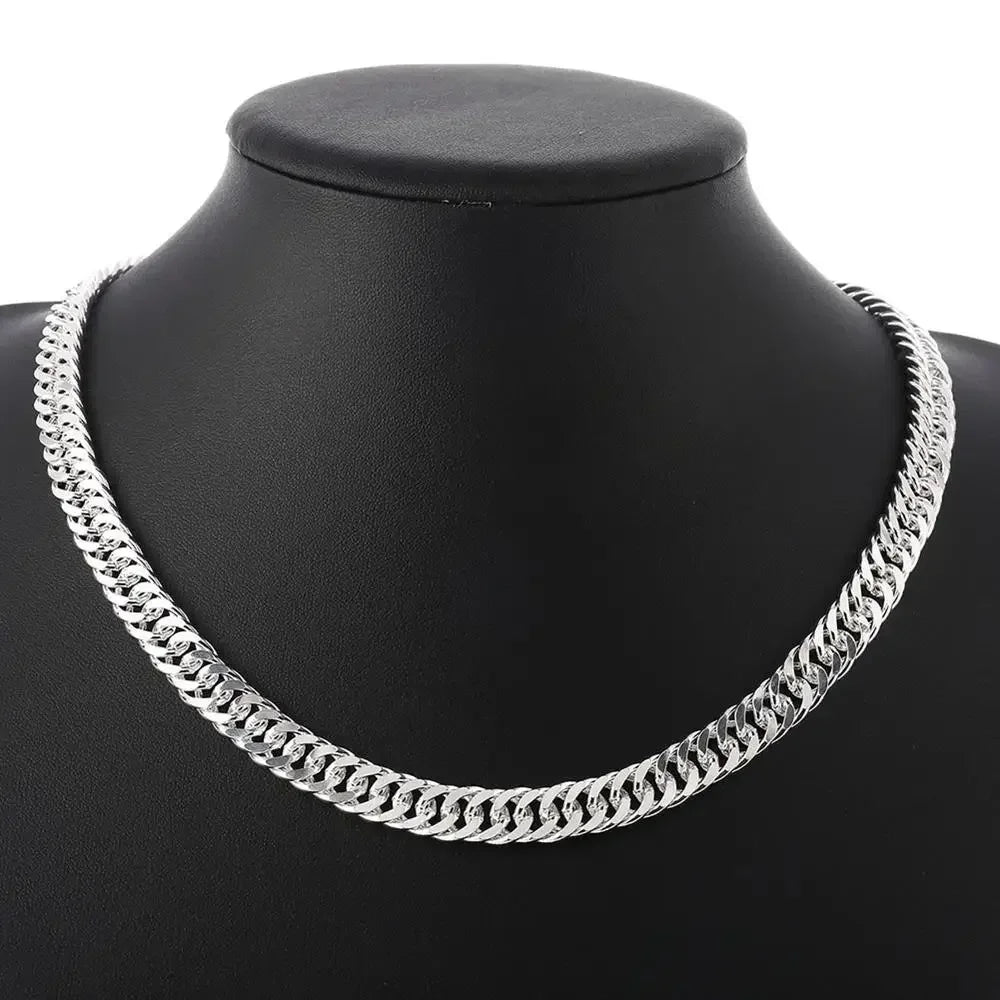 Hot fine Width 6MM chain 925 Sterling Silver Necklaces for Women Men Charm fashion Jewelry wedding Party Holiday gift 45-60cm