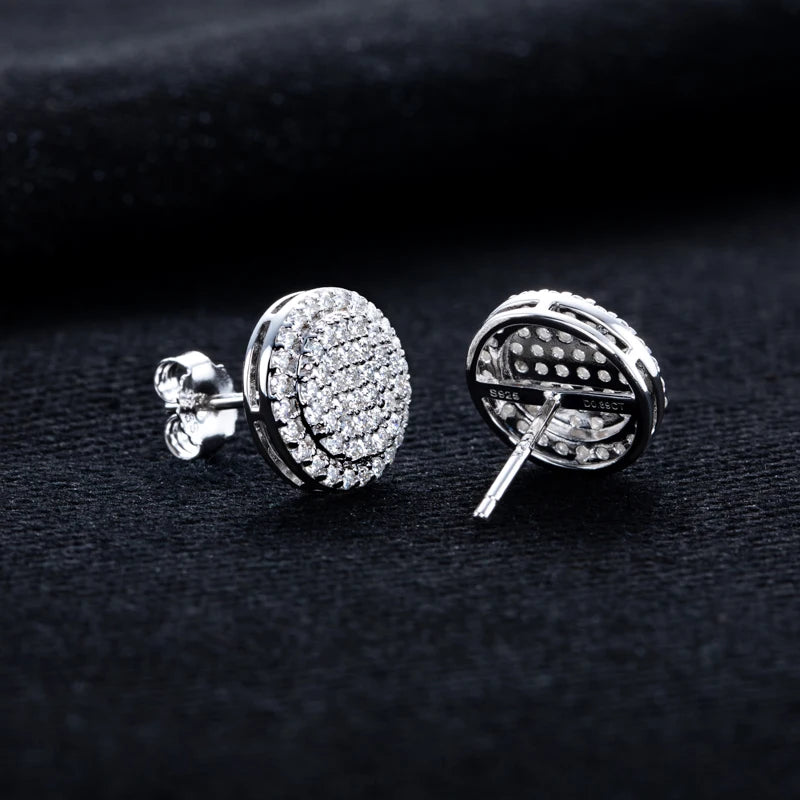 MossanRappr 0.9cttw Moissanite Bling Round Stud Earrings 925 Sterling Silver Fashion Hip Hop Jewelry Gifts for Women and Men