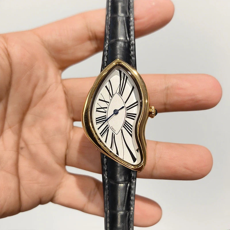 Fashionable trendy and individual genuine leather wristwatch water-resistant casual quartz watch