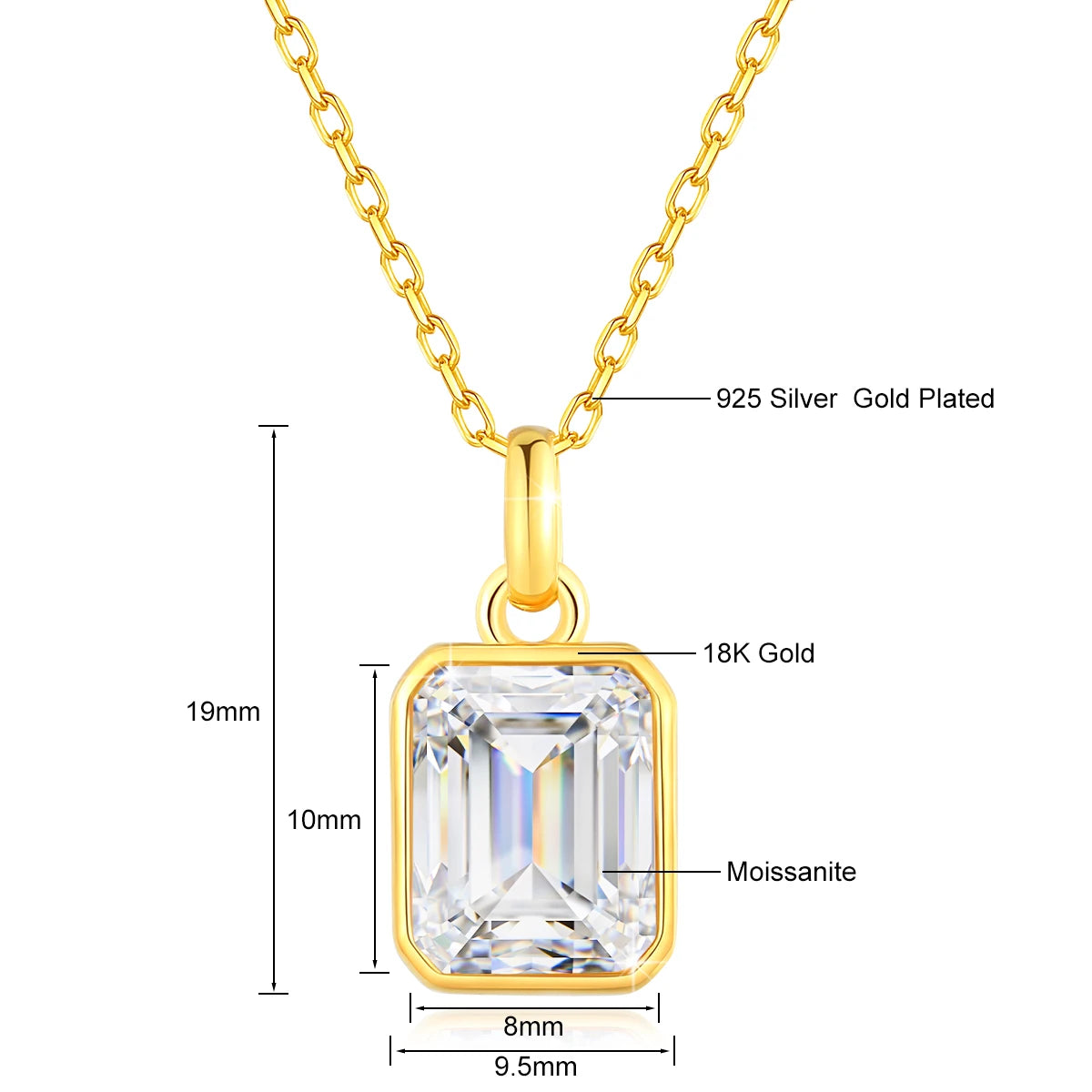 18K Gold 4CT Lab Grown Ruby Sapphire Necklace Au750 Lab Grown Emerald Pendant 100% Genuine for Women Man Anniversary Fine Jewelr