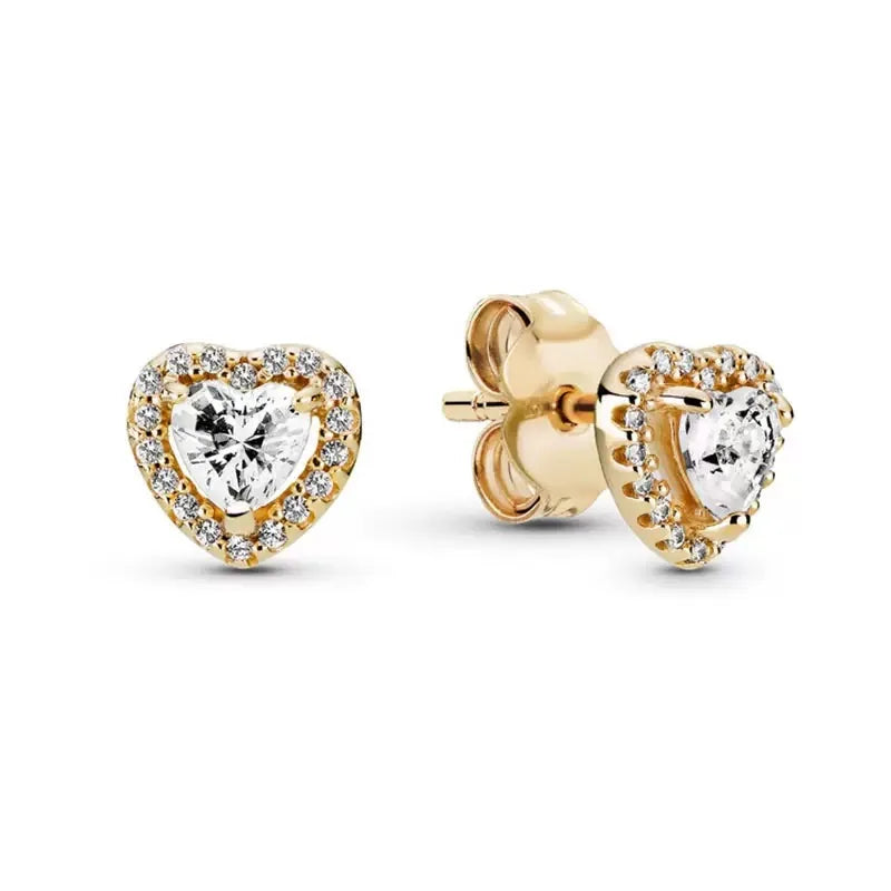 100%925 pure silver classic water-drop heart-shaped round stud earrings Perfect jewelry gift for women's birthday presents