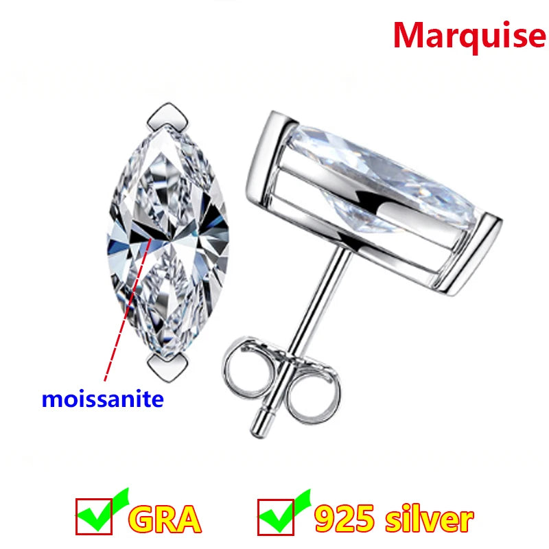 Premium 0.5ct-2ct Moissanite Earring For Women Classic Original 925 Sterling Silver Jewelry Moissanite Diamond Stud Earring