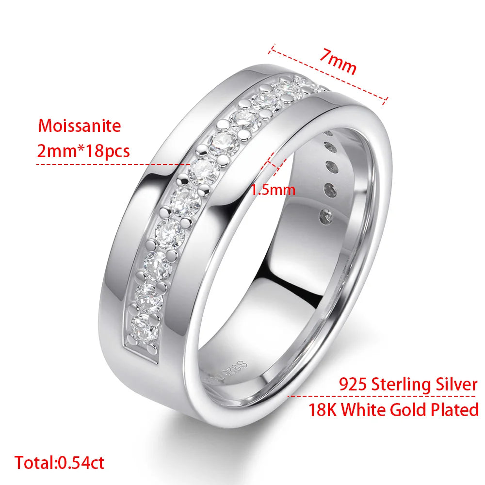 HORRIPAL D VVS1 Moissanite Ring for Men Woman 100% S925 Sterling Silver GRA Certified Party Band Waterproof Hiphop Cuban Jewelry