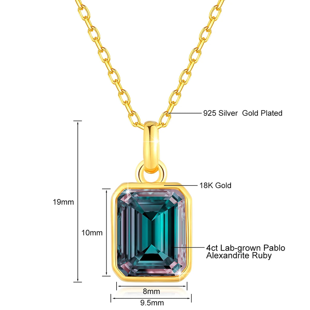 18K Gold 4CT Lab Grown Ruby Sapphire Necklace Au750 Lab Grown Emerald Pendant 100% Genuine for Women Man Anniversary Fine Jewelr