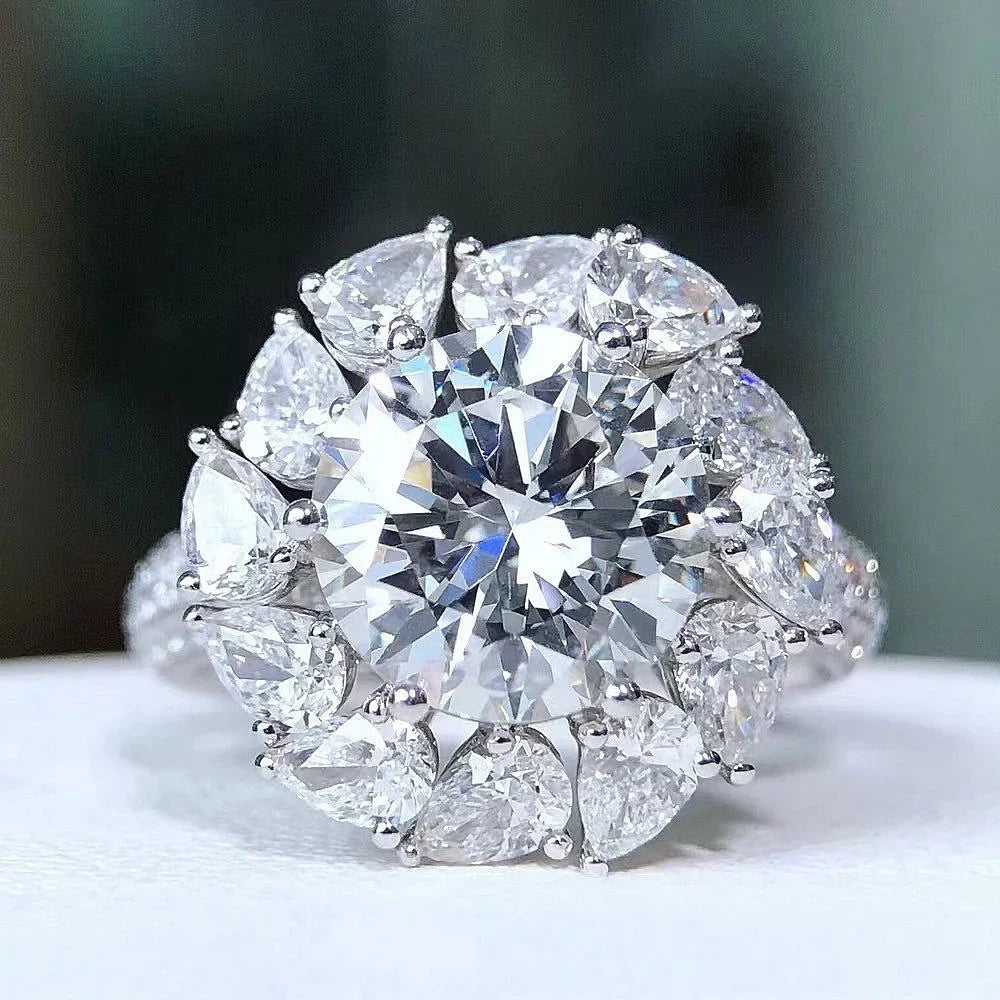 Luxury 3CT Moissanite Engagement Ring with Certificate Sparkling Diamond 925 Sterling Silver Wedding Band Jewelry Ring For Women