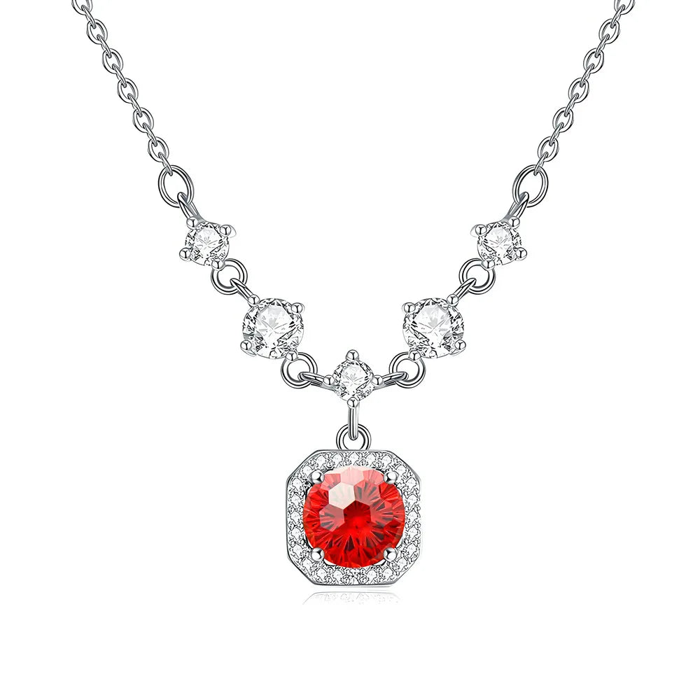 MuShan Jewelry 925 Sterling Silver Necklace Pendant Chain HCD Gemstones Bridal Shower Minimalist Style Women Necklaces Jewelry