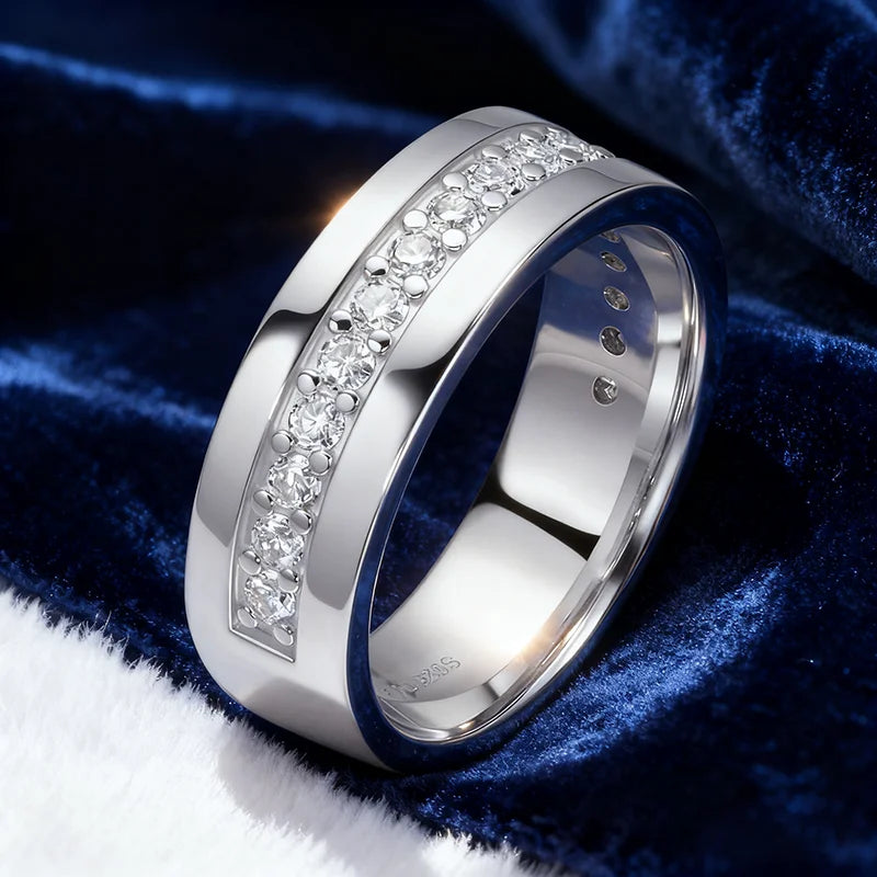 HORRIPAL D VVS1 Moissanite Ring for Men Woman 100% S925 Sterling Silver GRA Certified Party Band Waterproof Hiphop Cuban Jewelry