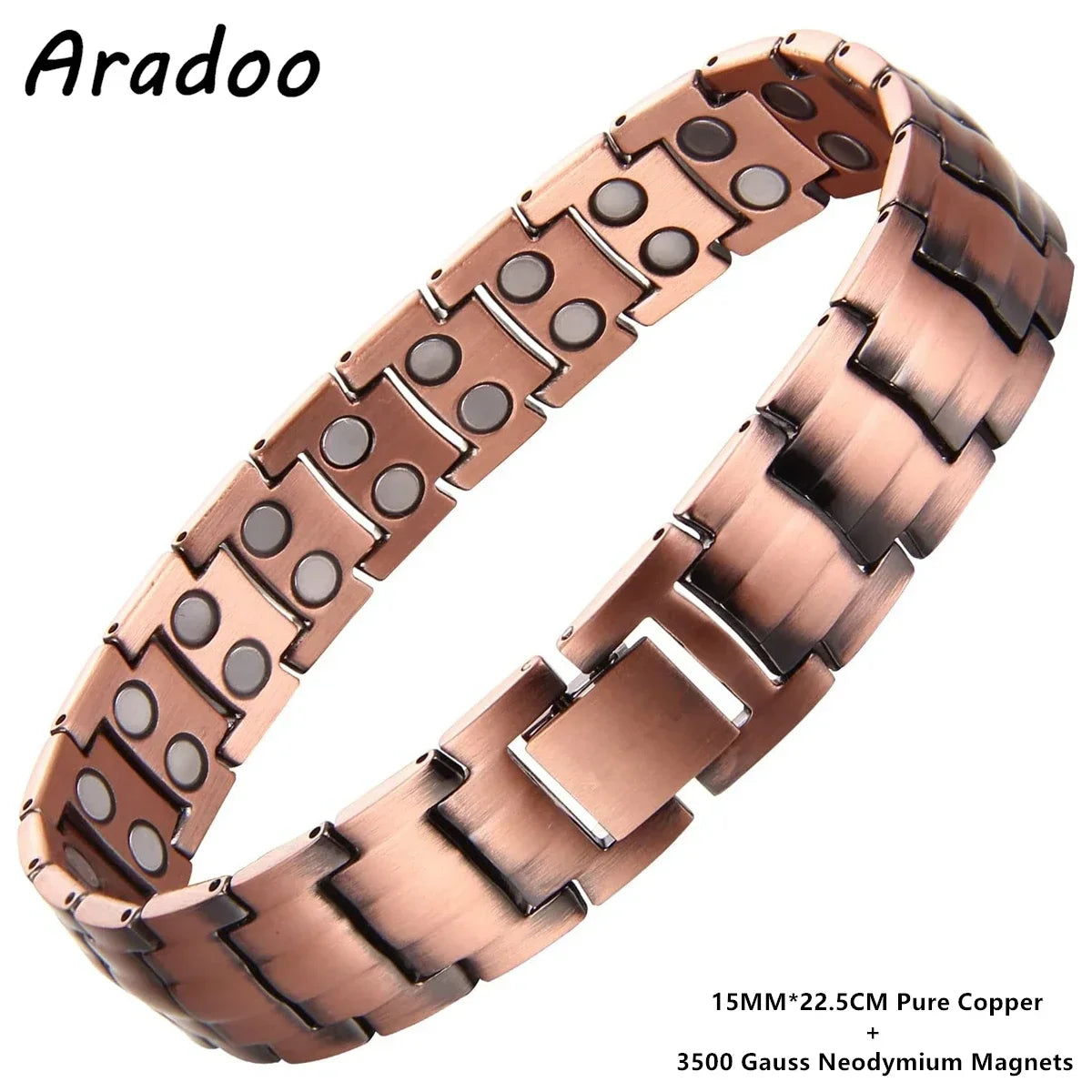 ARADOO Pure Copper Magnetic Bracelets for Men with Double-Row Strong Magnets Bracelet Jewelry Gifts