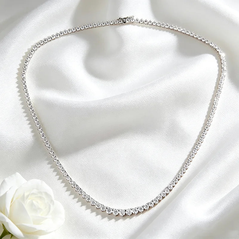 Smyoue 3 Claws Gradient Moissanite Tennis Necklace for Women Sparkling Full Diamond Luxury Jewelry Sterling Silver 925 Chain