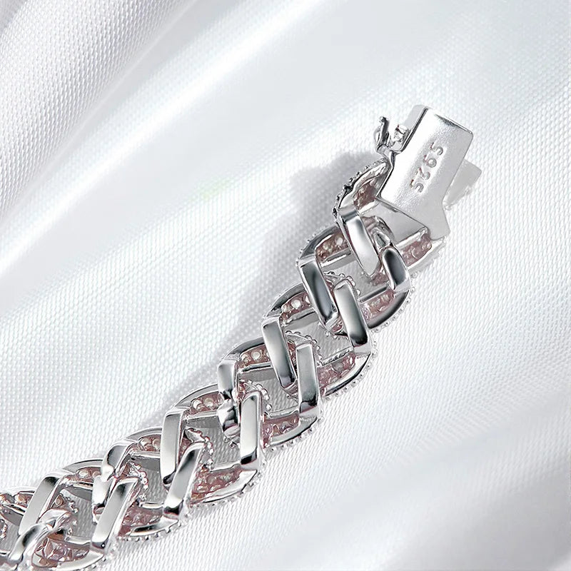 Smyoue 18k Gold Plated Cuban Bracelet for Women Men High Carbon Diamond Bracelet 925 Sterling Silver Jewelry Hip Hop Link Chain
