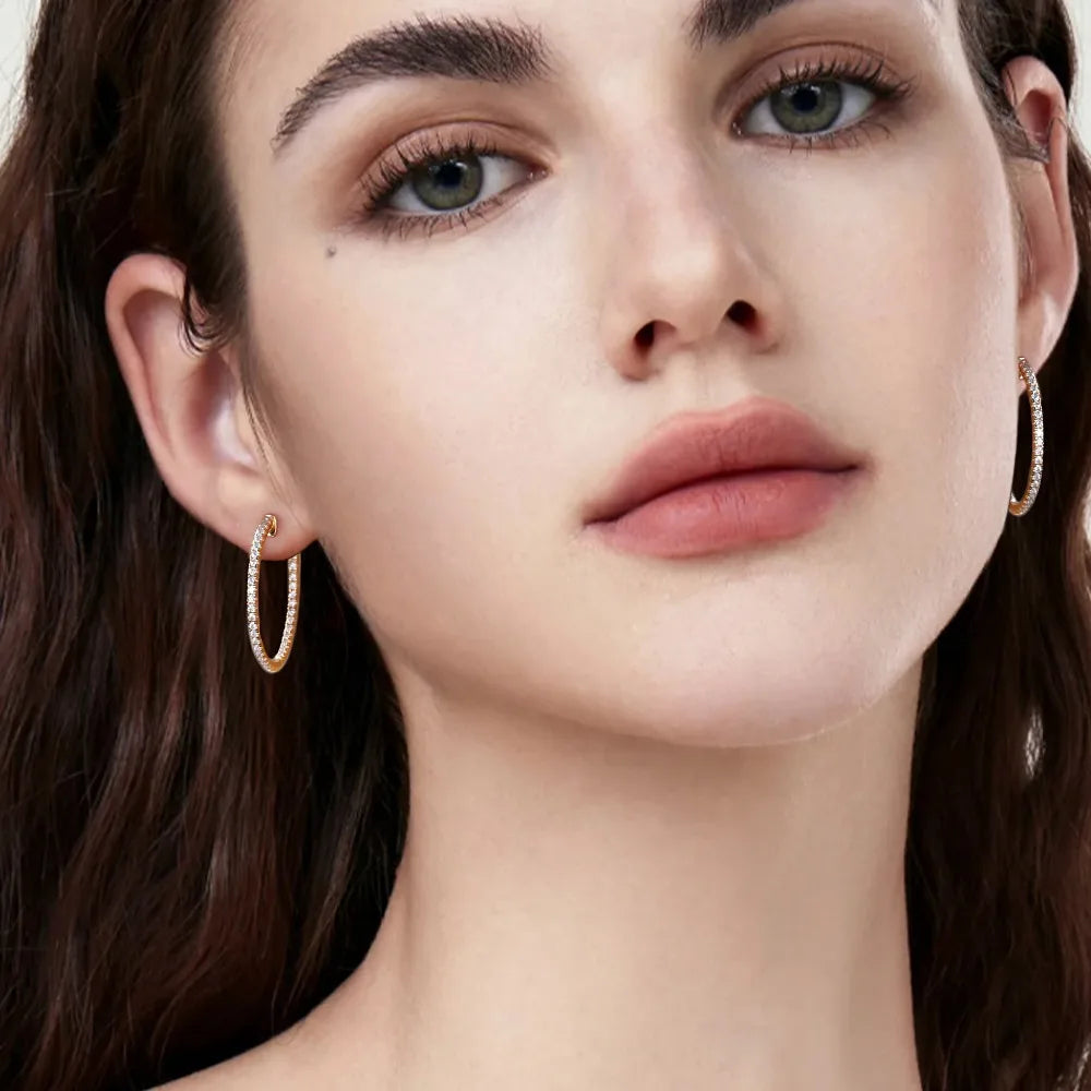 M-JAJA 1.14ct Moissanite Hoop Earrings Real 925 Sterling Silver for Women D Color VVS1 Lab Diamond Stud Earrings Wedding Jewelry