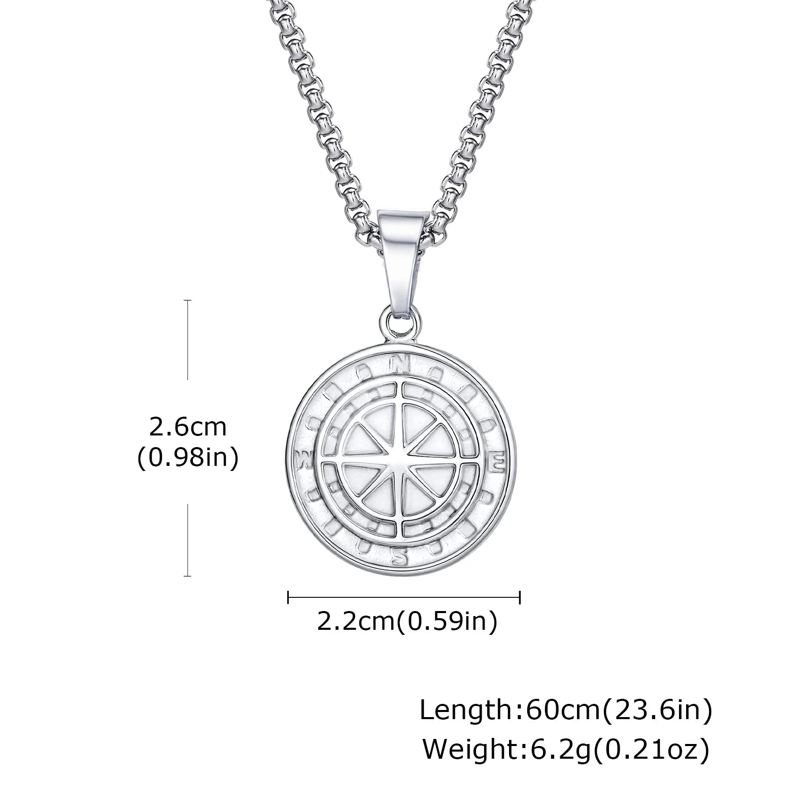 Men's Silver Color Geometric Pendant Necklace, Non Fading Stainless Steel Compass Necklace with Chain, Stylish Jewelry Gifts