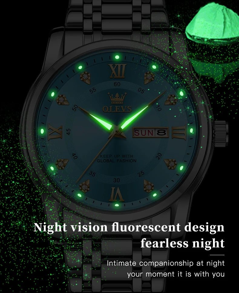 OLEVS Top Brand Quartz Watch for Men Classic Business Men's Wristwatch Dual Calendar Waterproof Men's Watches (Exclusive New)
