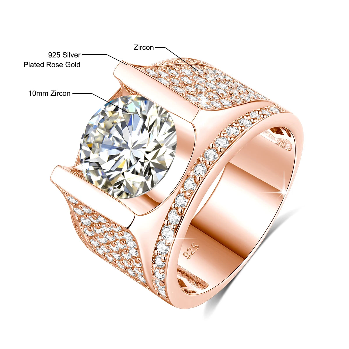 10mm 4ct Moissanite Ring For Men Gold With Certificate Chunky Hip Hop Jewelry With Stone High Quality Wedding Gift For Male Sale