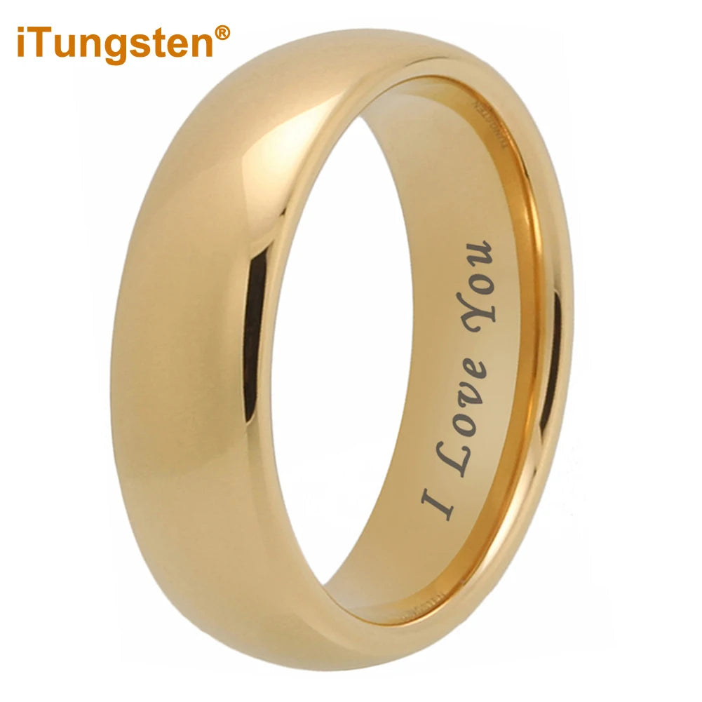 iTungsten 4/5/6/7/8/10mm Tungsten Carbide Ring Men Women Couple Wedding Band I Love You Engraved Comfort Fit