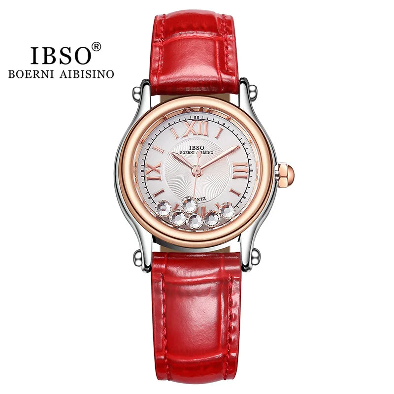 Women's Watch Japan Quartz Hours Fine Fashion Dress Clock Real Leather Luxury Happy Moving Rhinestones Girl's Gift