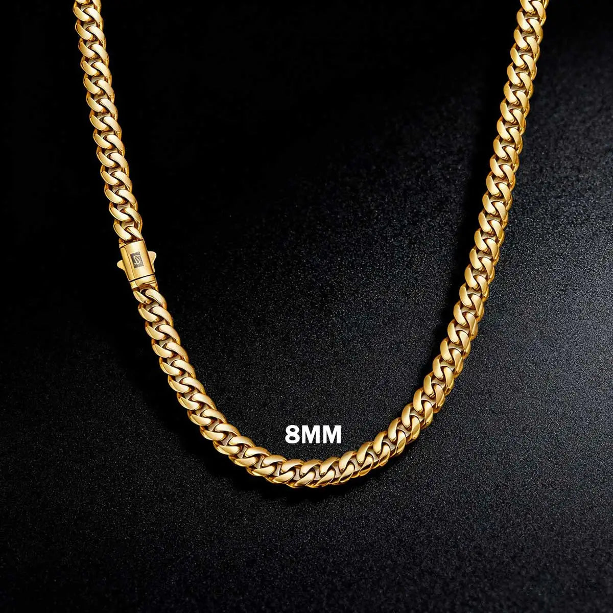 Hip hop Cuban Link Necklace Stainless Steel 8-14mm Cuban Encrypted Chain Smooth Lightning Men Banquet Jewelry