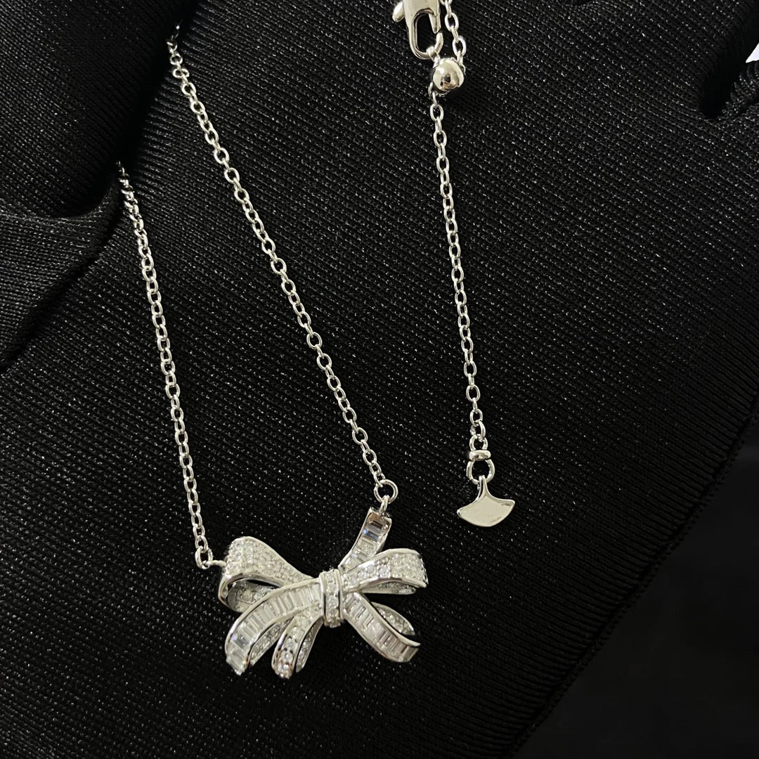 S925 Silver Women's Necklace, Fashionable Design Pentagram and Butterfly Pendant Necklace, Holiday Gift