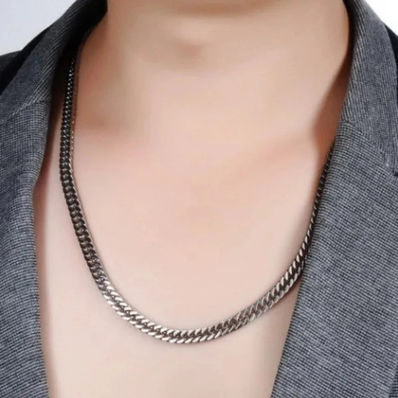HNSP 316L Stainless Steel Cuban Chain Necklace For Men Punk Neck Male Jewelry Accessories Gift 8mm-14mm Thick Heavy Chains