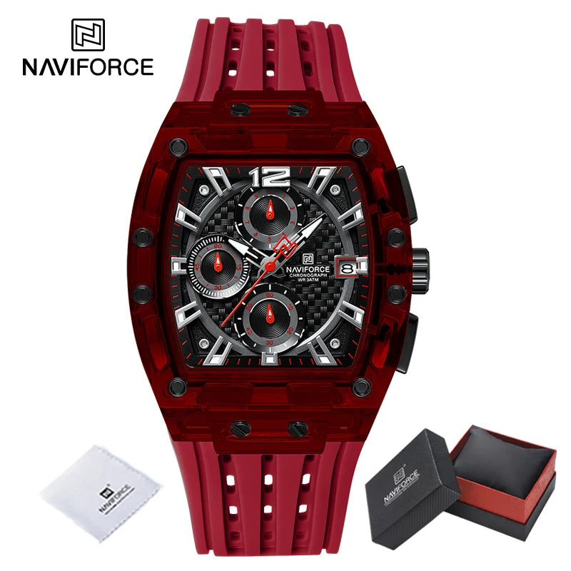 High Quality NAVIFORCE Watches for Man Silica Strap 50M Waterproof Sport Male Clock Casual Quartz Date Display Men's Chronograph