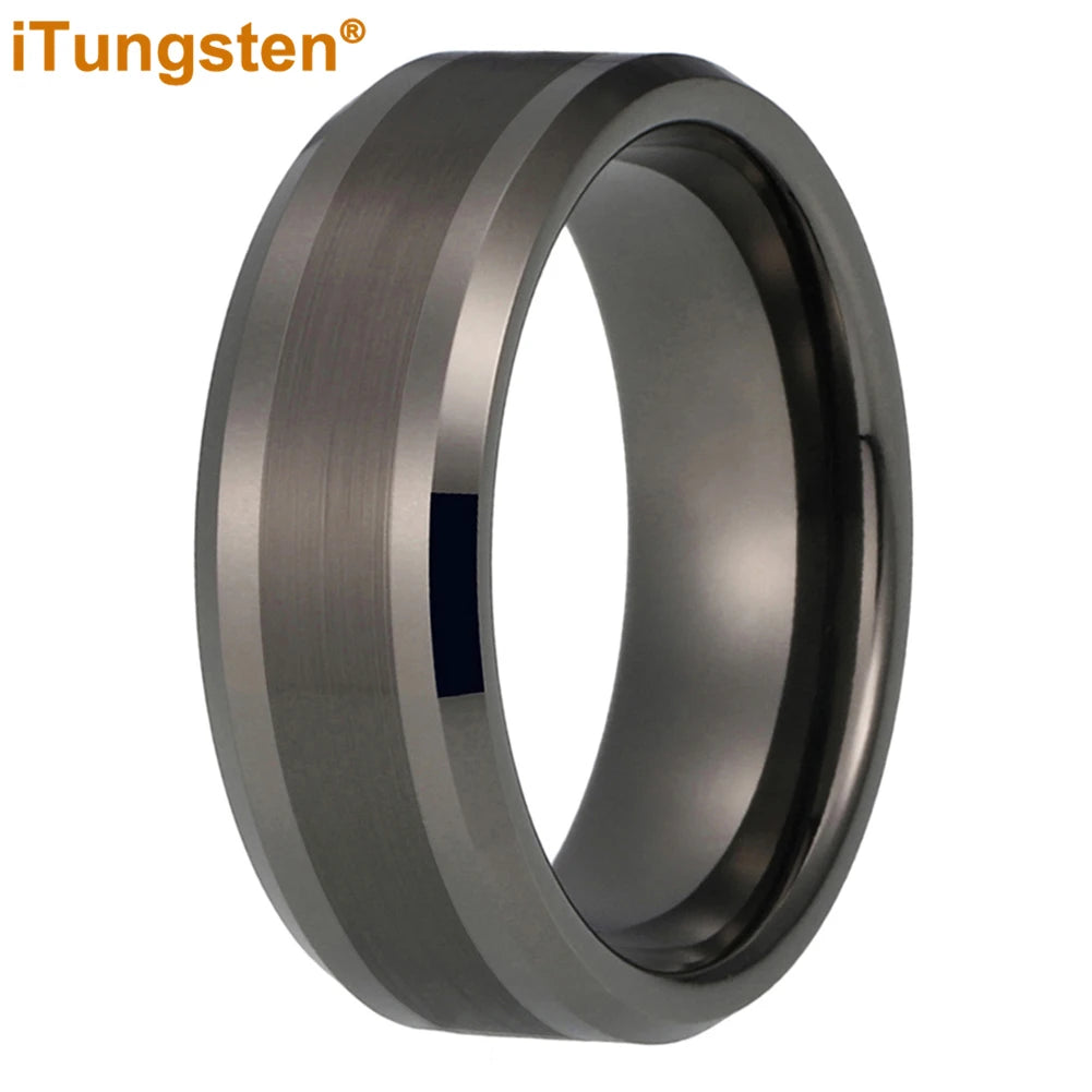 iTungsten 6mm 8mm Engagement Wedding Band Gold Plated Tungsten Finger Ring for Men Women Couple Fashion Jewelry Comfort Fit