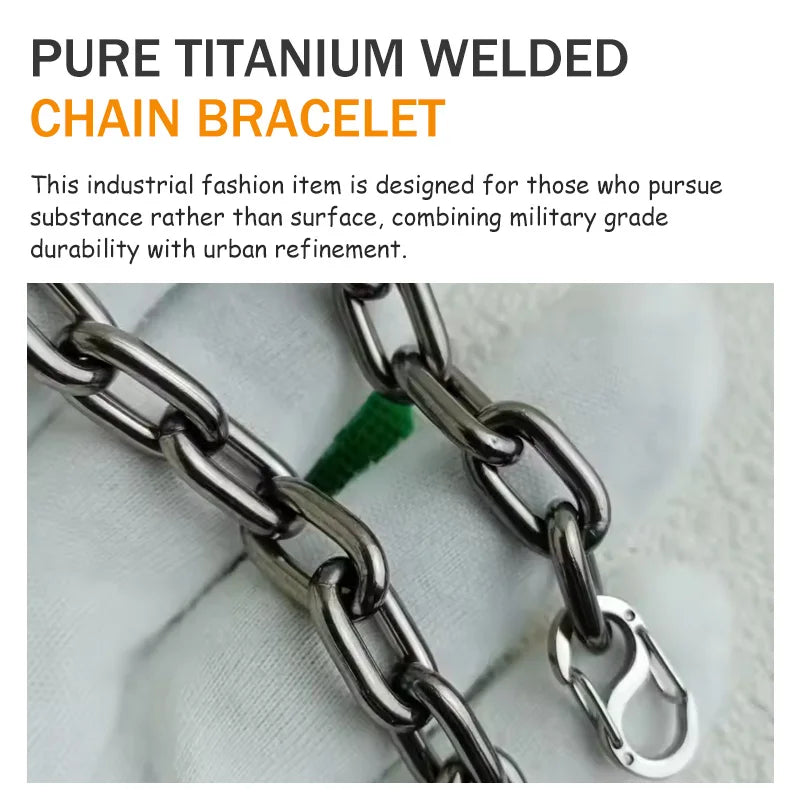 9.5mm Pure Titanium Bracelet Welded Chain Unparalleled Strength & Style Men's Trendy Jewelry Accessory