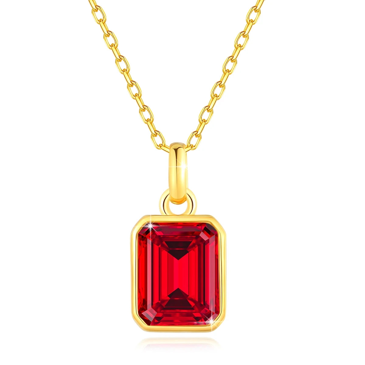 18K Gold 4CT Lab Grown Ruby Sapphire Necklace Au750 Lab Grown Emerald Pendant 100% Genuine for Women Man Anniversary Fine Jewelr