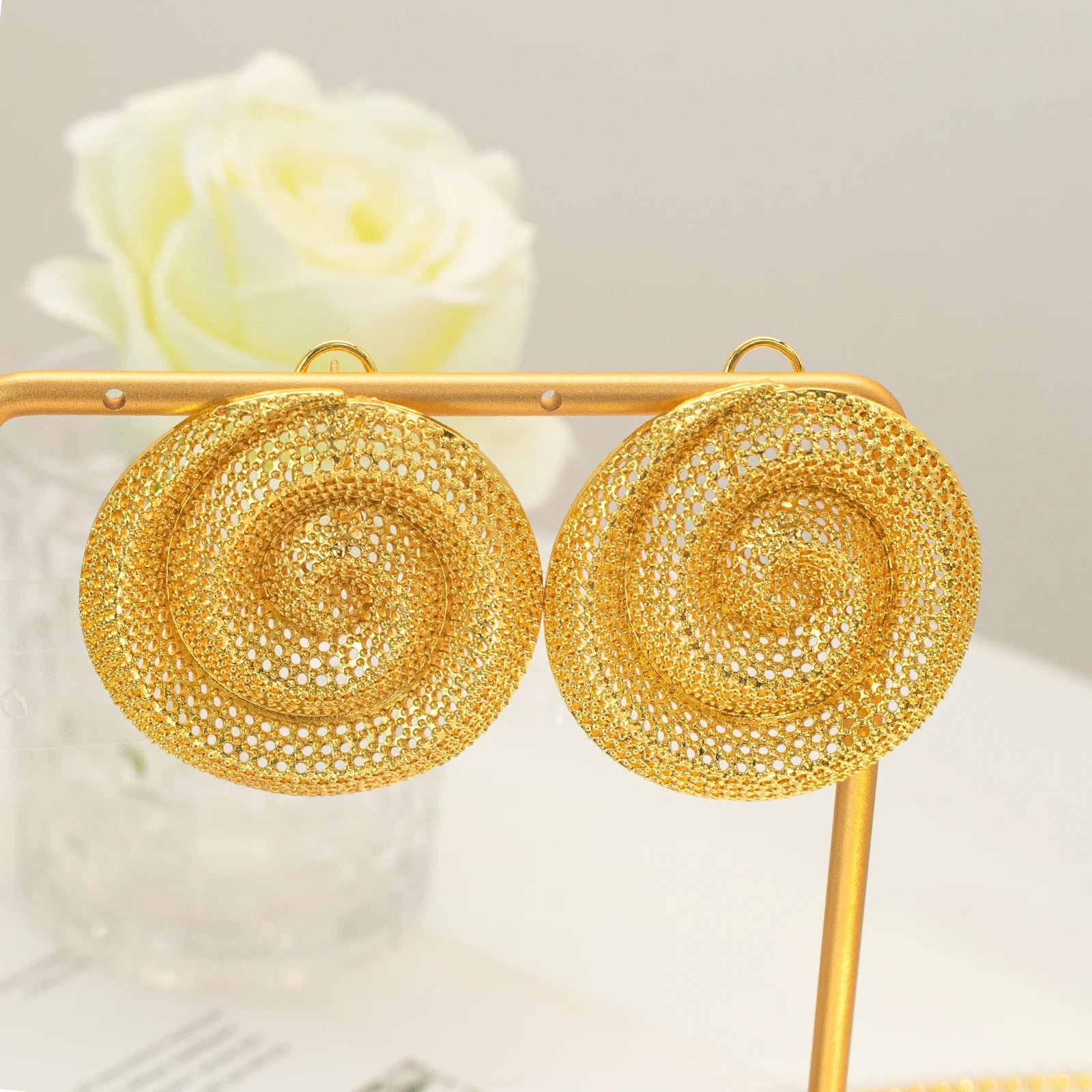 YTJX Hollow Circular Rotating Geometric Big Earrings Exaggerated Jewelry Accessories Daily Wear As Valentine's Day Gift For Wome